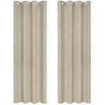 Deconovo Home Decorative Blackout Curtains Noise Reduction Curtains Foil Dotted Line Printed Eyelet Curtains for Windows W55 x L95 Beige One Pair