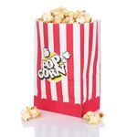 FunX Kraft Paper Popcorn Bags 80 Pack - Party Bags for Cinema, Film nights, Children's Birthday Parties and Sleepovers – 3.9 x 2.8 x 6.3 inch Red/White Striped