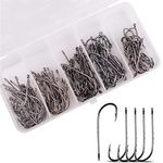 130pcs Baitholder Fishing Hooks Set Barbed Carbon Steel Black Baitholder Fishing Jig Hooks Kit for Freshwater Saltwater Sizes 1#-2/0