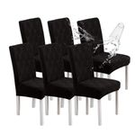YUEANG Waterproof Dining Chair Covers, Chair Covers for Dining Room, Stretch Chair Covers Parsons Chair Slipcover, Removable, Washable for Dining Room Kitchen Chair Protector Cover (Black, 6PK)