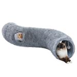 PAWZ Road Plush Cat Tunnel 46"(L) Dia 12", S Shape Cat Play Tube Collapsible for Indoor Cats,Kitties, Rabbit and Small Puppy, Grey