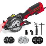 DOVAMAN Circular Saw, 5.8A Mini Circular Saw with Laser, 3500rpm, Metal Auxiliary Handle, Cutting Depth 1-11/16" (90°), 1-3/8" (45°), 6 Saw Blades Ideal for Wood, Soft Metal, Plastic, Tile - MCS01A