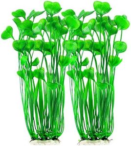 MyLifeUNIT Plastic Fish Tank Plants, 2 Pack Artificial Tall Aquarium Plants for Fish Tank Decor, 15.75 Inches (Green)