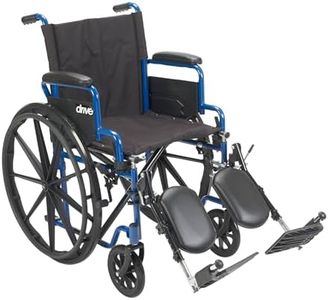 Drive Medical Blue Streak Lightweight Wheelchair with Elevating Leg Rests and Flip-Back Arms, Portable Folding Wheelchair for Adults and Seniors, 18 Inch Seat