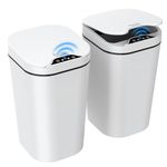 2 Pack Touchless Small Bathroom Garbage Can with Lid - 3 Gallon Automatic Electric Garbage Bin, Motion Sensor Smart Trash Can Waterproof, Slim Dog Proof Trash Bin for Bedroom Office (White)