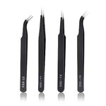 Tcthbc Tweezers Set Art Craft Tweezers, Anti-Static Stainless Steel Tweezers Kit for Crafts Jewelry, 4 Pack