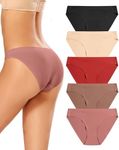 voenxe Women Bikini Underwear,Seamless Breathable Ladies Panties,No Show Comfortable Briefs Undies for Women,Hipster,5-Pack