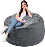 American Century Home Memory Foam Bean Bag Chair, Oversized Sofa for Adults, Teens & Kids, Removable Velvet Cover, Ultra Comfortable for Gaming, Bedroom, Living Room, or Dorm(Dk Gray, 4ft w/Footstool)