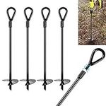 AGPTEK Ground Anchors, 4 Packs Ground Anchor Kit with 15 Inches Long and 0.5 Inches Thick, Ground Anchors Heavy Duty Great for Tents, Canopies, Sheds, Trampoline and Swing Sets