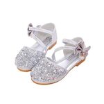 Hopscotch Girls Silver Beaded Mary Jane in Silver Color for Ages 21-24 Months