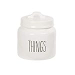 Luciano Housewares Farmhouse Modern Ceramic Cute Decorative Storage Jar, 5.25 inches, White