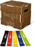 Yes4All Wooden Plyo Box - Vintage - Espresso - 16 x 14 x 12 + Resistance Loop Band