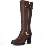 mysoft Women's Knee High Boots Fashion Chunky Block Heel Warm Winter Boots with Side Zippers