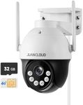 JUANCLOUD 4G LTE Cellular Security Camera Outdoor,2K No WiFi Security Camera，Includes 32G SD&SIM Card (Verizon/AT&T/T-Mobile),360° Live View, Color Night Vision,Motion&Siren Alert