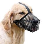 Dog Muzzle Soft Nylon Muzzle - Adjustable Breathable Mesh Muzzle, Dog Mask, Mouth Cover for Anti-Biting Anti-Barking Licking (Black, Size XL)