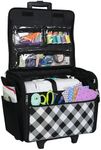 Everything Mary Sewing Machine Trolley Bag on Wheels, Black & White Diagonal Check - Sewing Machine Storage Case for Brother, Singer, Bernina, and Most Machines - EVM8800-21
