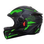 Steelbird SBH-17 Terminator ISI Certified Full Face Graphic Helmet in Matt Finish(Medium 580 MM, Black Fluo Green with Clear Visor)