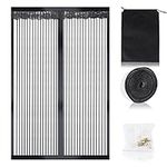 Fly Screens for Doors JANORS Magnetic Fly Screen Door, Magnetic Soft Screen Doors, Encrypted to Prevent Bug, Full Frame Magic Tape, Magnet Silent Closure, No Punching 90 * 210cm (Stripe)