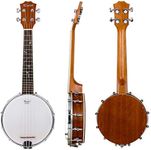 Kmise Banjo Ukulele 4 String Concert Banjo Sapele Aquila String Beautiful Flower Abalone Dots