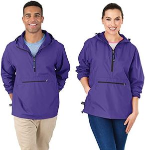 Charles River Apparel Womens Pack-n-go & Water-resistant Pullover (Reg/Ext Sizes) Windbreaker Jacket, Purple, X-Large US