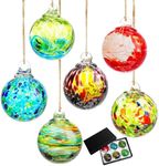 6pcs Hand-Blown Glass Ornaments Balls Glass Christmas Ball Ornaments Hanging Friendship Balls Glass Witches Balls Gazing Balls for Home Window Outdoor Garden Patio Décor