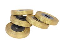 Kuber Selection Pack of 5 Pcs 10 mtr Each Lace Tissue Ribbon Decoration 1/2 Inch, Gift Wrapping, Multi-Purpose Use Lace (Pack of 5 Pcs) (10Mtr Each) (1/2 Inch) (Golden)