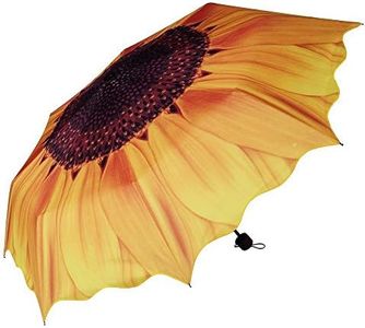 Honeystore Sunflower Triple Folding Travel Sun Rain Umbrella Anti-UV Parasol Yellow