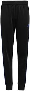 adidas Boys' Iconic Tricot Jogger Pants, Black With Bold Blue, Large