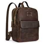 S-ZONE Genuine Leather Backpack Purse for Women Vintage Rucksack Travel School Bag with Luggage Sleeve