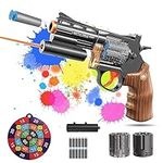 SK MISS Foam Blaster Toy Guns for Boys, Plastic Revolver Toy Gun with Two Types of Foam Darts, Fun Outdoor Backyard Games, Pretend Play Gifts for Adults Boys Ages 8+, Black