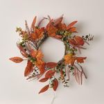 Lights4fun 40cm Artificial Autumn Winter Maple Leaf Mixed Foliage Front Door Wreath Indoor & Outdoor Decoration