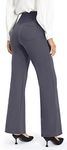 JOYSPELS Bootcut Yoga Pants with Back Pockets for Women High Waist ladies, Flared Yoga Pants Petite Tummy Control, Workout Bootleg Pants for Women UK - MixGrey - M