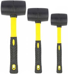 Rubber Mallet Set - 3 Sizes (8 oz, 16 oz, 32 oz) - Durable Low Recoil Rubber Mallet Heads with Sure Grip Fiberglass and Rubber Handles