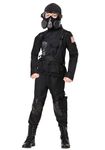 Special Forces Costume for Kids Black Military Uniform Medium