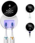 ORIA UV Toothbrush Sanitizer, Wall Mounted Toothbrush Sanitizer Holder with Sterilization, 60°C Drying, LED Smart Display, Rechargeable, Auto-Inductive, Long-Lasting Battery for Home and Travel