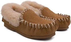 Yellow Earth Adults Traditional Moccasin Ugg Slipper, Chestnut, US M11/W12