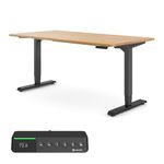 Ergotopia® Desktopia Pro X Electric Height-Adjustable Desk, Ergonomic Bar Table with 9 Storage Spaces (Solid Oak Real Wood, Black Frame, 160 x 80 cm)