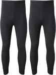 Candid Styles® Pack of 2 Mens Thermal Trousers Long Johns Underwear Baselayer Winter Warm Ultra Soft Trousers Bottoms Pants(Black,L)