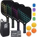 JoncAye Pickleball Paddles Set of 4, Fiberglass Rackets with Balls, Racquet Bag, Ball Bag, Grip Tapes, USAPA Approved Pickleball Set for Outdoor and Indoor, Pickle-Ball-Raquette Set with Accessories