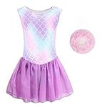 Cucudy Gymnastics Leotards for Girls Gradient Color Sparkle Dance Leotard Sleeveless Dancewear Girls Leotards Athletic Ballet Dance Dress Kids 3 4 5 6 7 8 9 10 1112Years (Purple, 8)