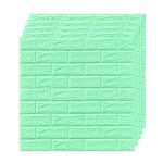 GOWALL 3D Foam Wallpaper Wall Panels Brick Self-Adhesive Waterproof PE Foam, Ceiling Wallpaper for Bedroom Furniture, 57.5 Sq.Ft Peel and Stick 3D Brick | 70cmX70cm (Green, 18)