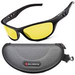 ZILLERATE Night Driving Glasses Anti Glare HD Night Vision Glasses for Driving, TAC Polarized Yellow Tinted Lens Sunglasses, Glare Reducing Polarised Nighttime Driving Glasses for Men & Women