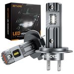 Zethors H7 LED Headlight Bulbs-42W 10000LM 6000K 400% Brighter,Fanless Wireless Mini H7 Bulbs Car Conversion Kit for High/Low Beam with CSP Chips Temperature Control,Non-Polarity,Plug and Play,2PCS