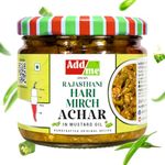 Add me Rajasthani Hari Mirch Pickle in Mustard Oil 300gm | Homemade greeen chilli pickle | Natural & Chemical-free Ingredients | Hari Mirchi Ka Achar Glass Jar