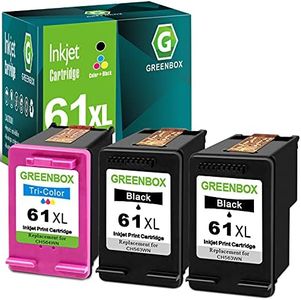 GREENBOX Remanufactured Ink Cartridge 61 Replacement for HP 61XL 61 XL for Hp Envy 4500 5530 5534 5535 Deskjet 1000 1056 1010 1510 1512 2540 3050 Officejet 2620 Printer (2 Black 1 Tri-Color)