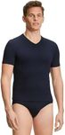 FALKE Men's Daily Comfort 2-Pack V-Neck Undershirt, Cotton, Grey (Midnight 6366), M, 2 Pieces