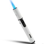 Futlidys Butane Lighter, 7.0 inch Pen Torch Lighter with Flame Locking and Safety Protection Function, Adjustable & Refillable Windproof Gas Stick Lighter. White(Sold Without Gas)