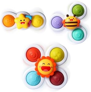 ALASOU 3PCS Pop Suction Cup Spinner Toys for 1 Year Old Boy Girl|Novelty Spinning Tops Bath Toys Age 1-2|Sensory Baby Toys Stocking Stuffers for Toddlers 1-3|12 18 Months Boy Birthday Gift for Infant