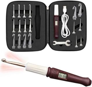 PIIWIAU Counting Crochet Hook Set with Digital Stitch & Row Counter – 18 Sizes Interchangeable Lighted Crochet Hooks, Ergonomic Handle for Arthritic Hands, Ideal Gift for Beginners & Crochet Lovers
