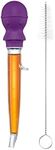 U-Taste 1.5oz Angled Turkey Baster - 228.2ºF Heat Resistant Food Grade Tritan and Silicone Large Octopus Bulb Baster Set with Cleaning Brush for Cooking Basting Meat Poultry Beef Chicken (Purple)